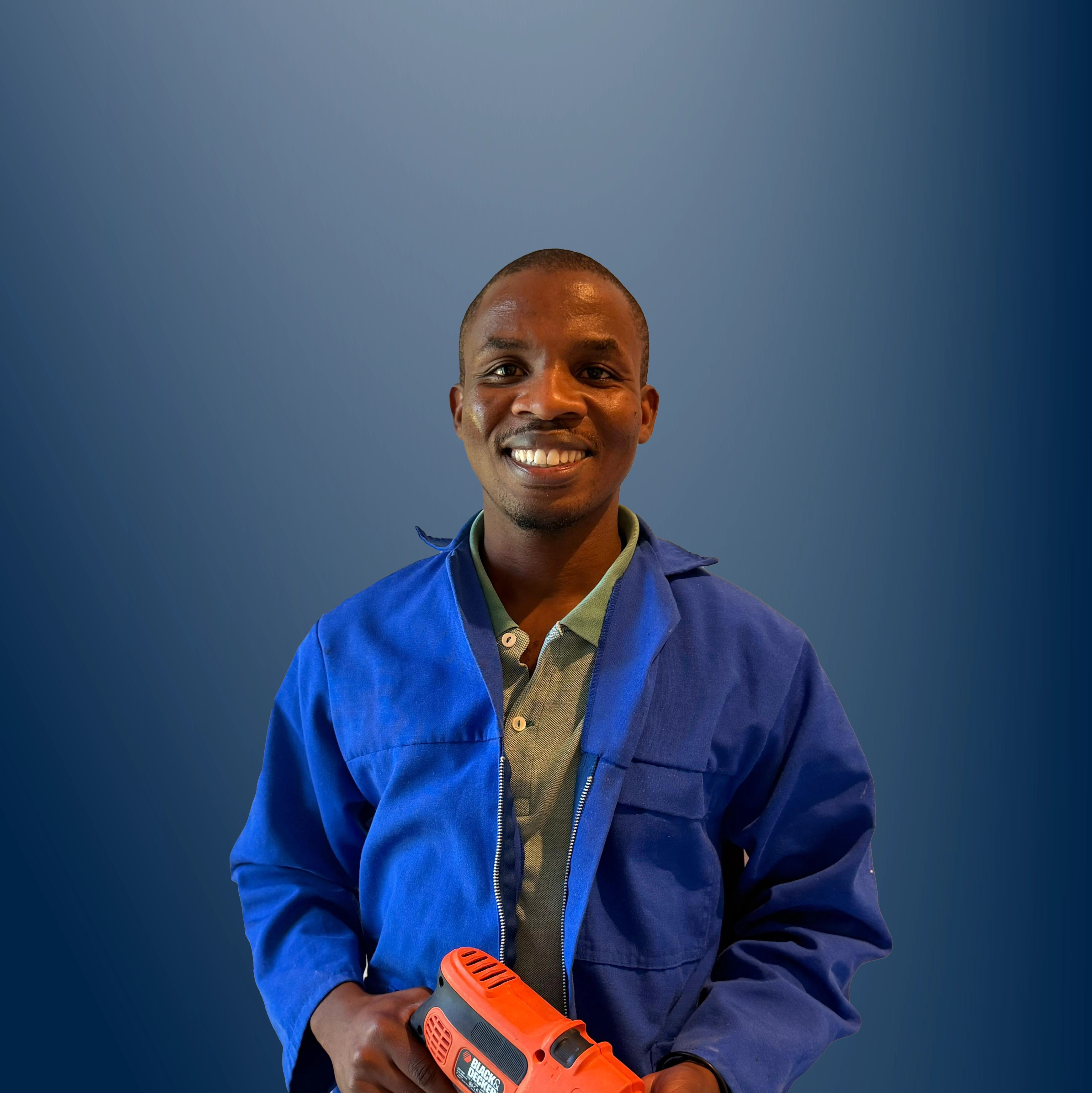Maxwell smiling handyman in Cape Town holding a toolbox